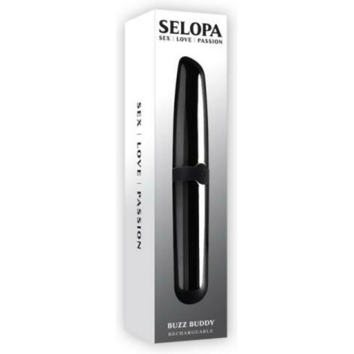Selopa Buzz Buddy Rechargeable Vibe Silicone Black Chrome - Image 1