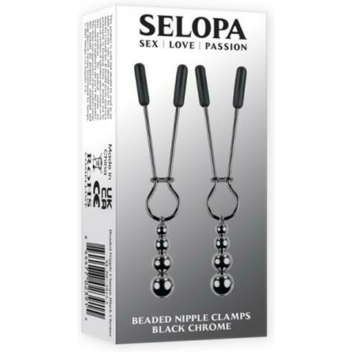Selopa Beaded Nipple Clamps Stainless Steel Black Chrome - Image 1