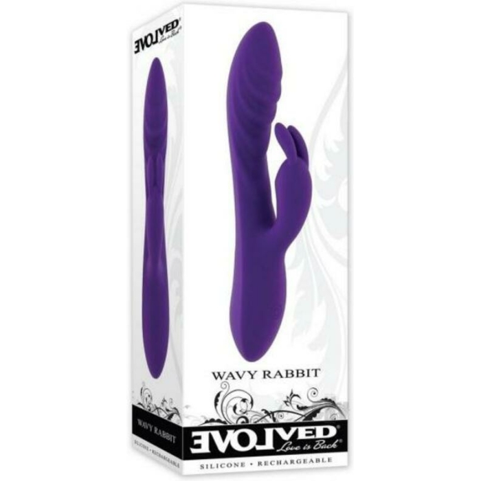 Evolved Wavy Rabbit Rechargeable Dual Stimulator Silicone Purple - Image 1
