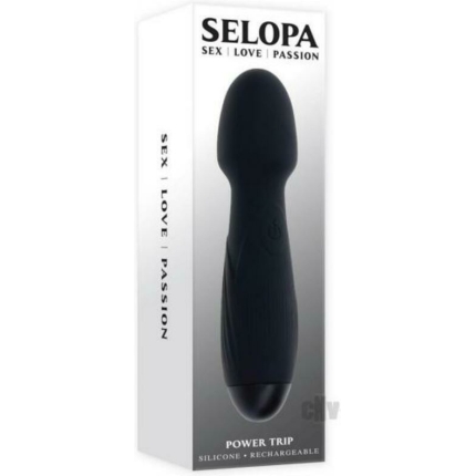 Selopa Power Trip Rechargeable Vibrating Wand Silicone Black