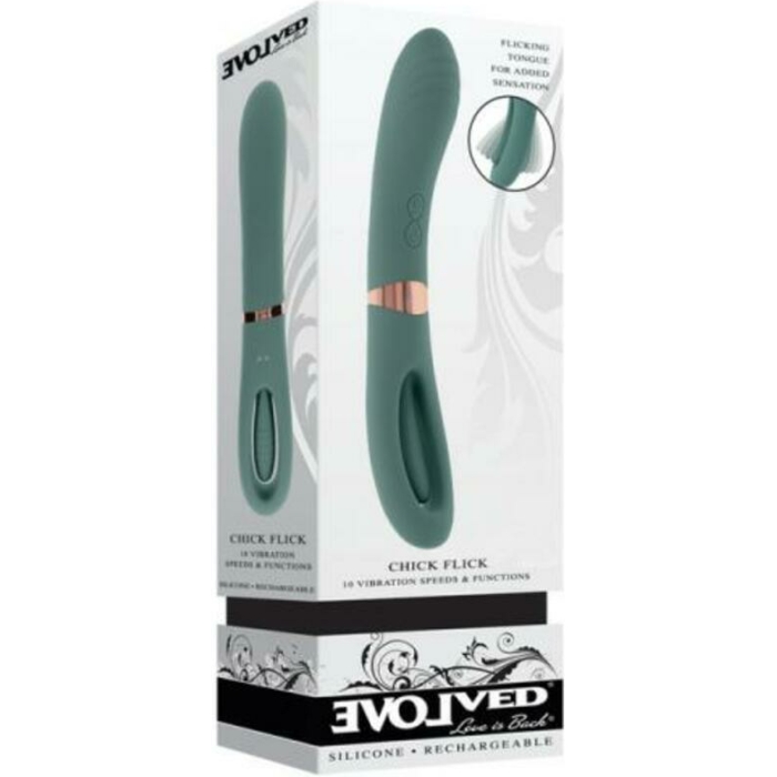 Evolved Chick Flick Rechargeable Vibrator With Flicker Silicone Mint - Image 1