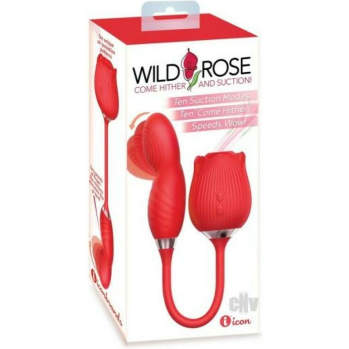 Wild Rose Suction & Come Hither Vibrator - Red - Image 1
