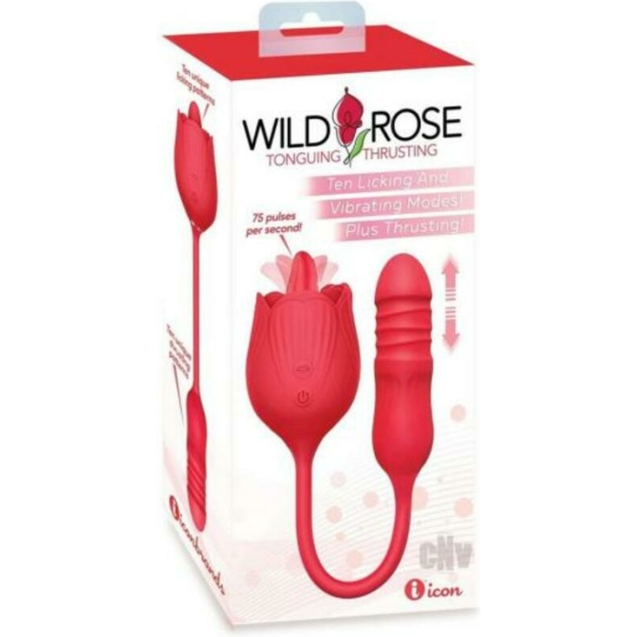 Wild Rose Licking & Thrusting Vibrator - Red - Image 1