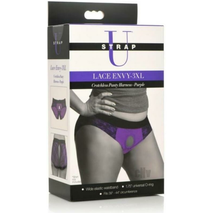 Strap U Lace Envy Crotchless 3xl Purple - Image 1