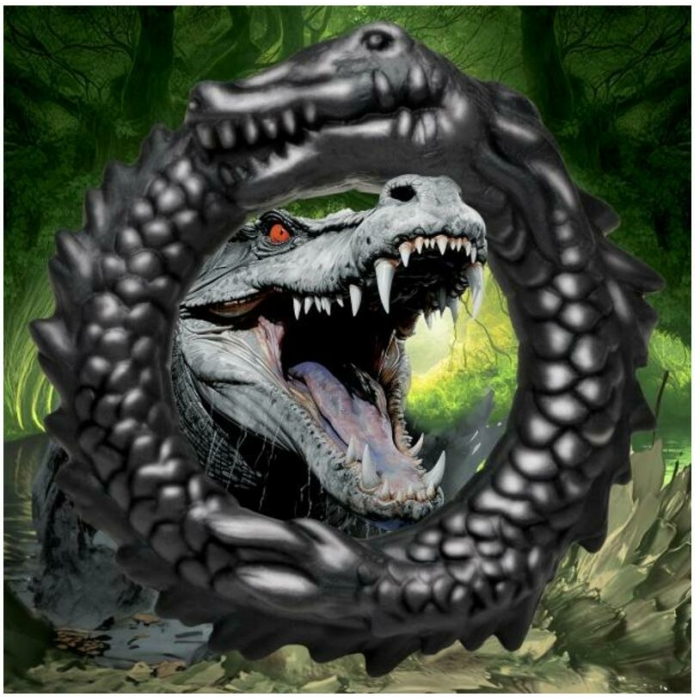 Black Caiman Silicone Cock Ring - Image 1