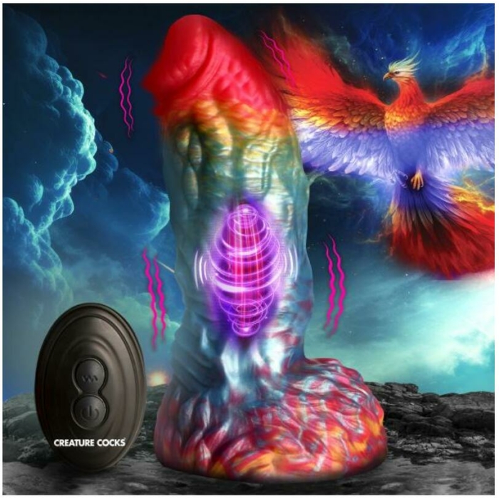Rainbow Phoenix Vibrating Silicone Dildo With Remote - Image 1