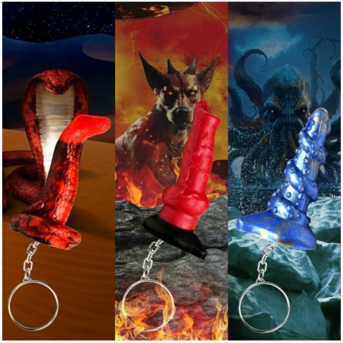 Hell-hound, Lord Kraken, & King Cobra Silicone Keychain Set - Image 1