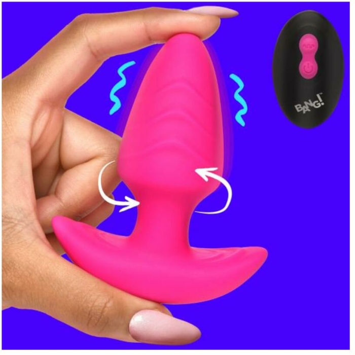 Rotating And Vibrating Silicone Butt Plug - Pink - Image 1
