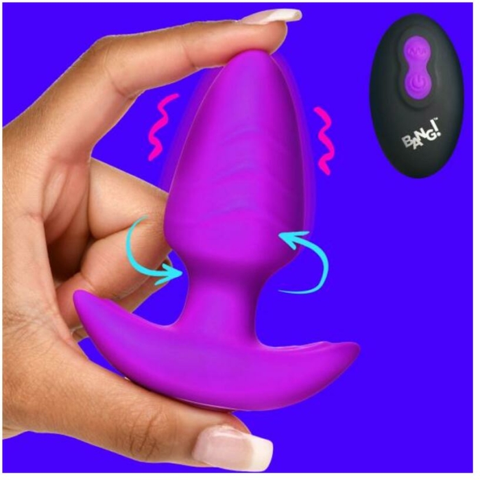 Rotating And Vibrating Silicone Butt Plug - Purple - Image 1