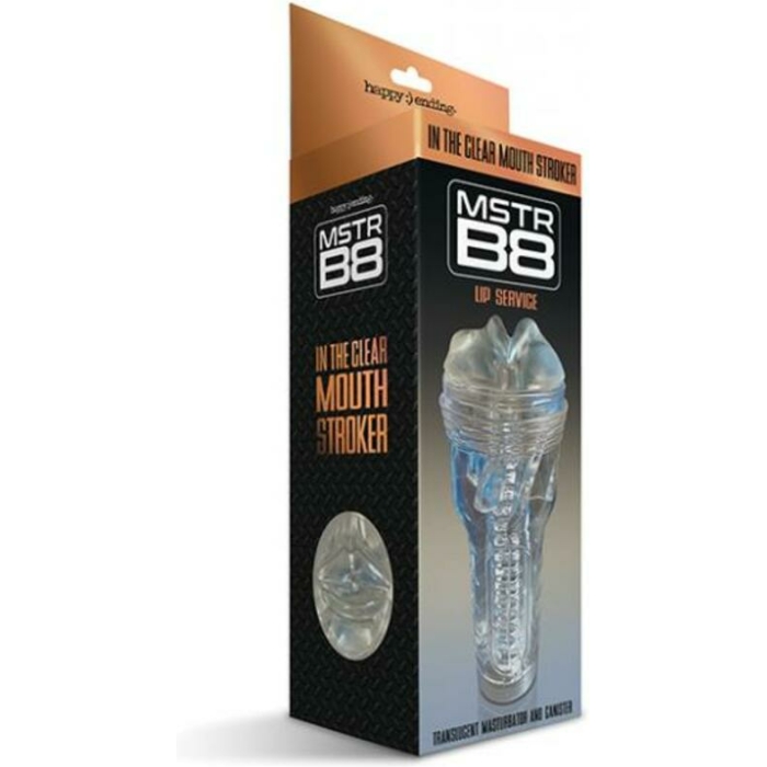 Happy Endings Mstr B8 In The Clear Mouth Stroker Lip Service Canister - Image 1