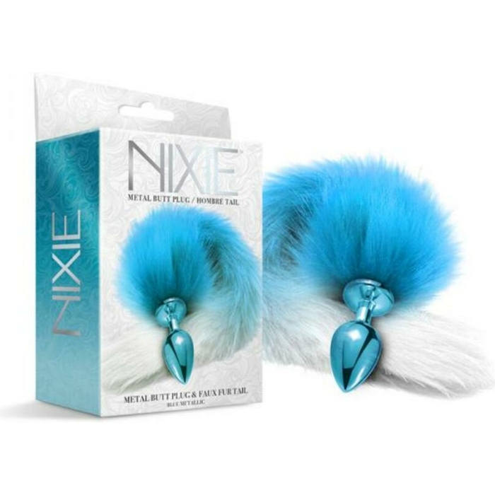 Nixie Metal Butt Plug With Ombre Tail Blue Metallic - Image 1