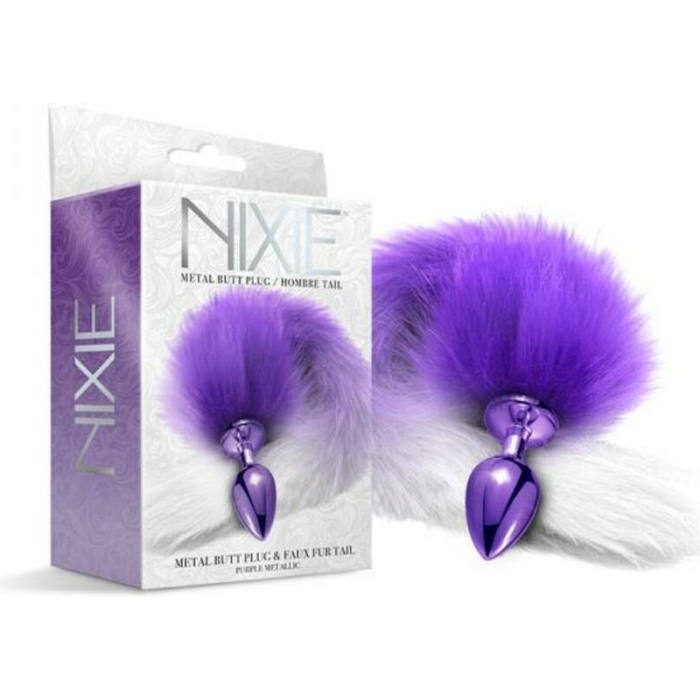 Nixie Metal Butt Plug With Ombre Tail Purple Metallic - Image 1