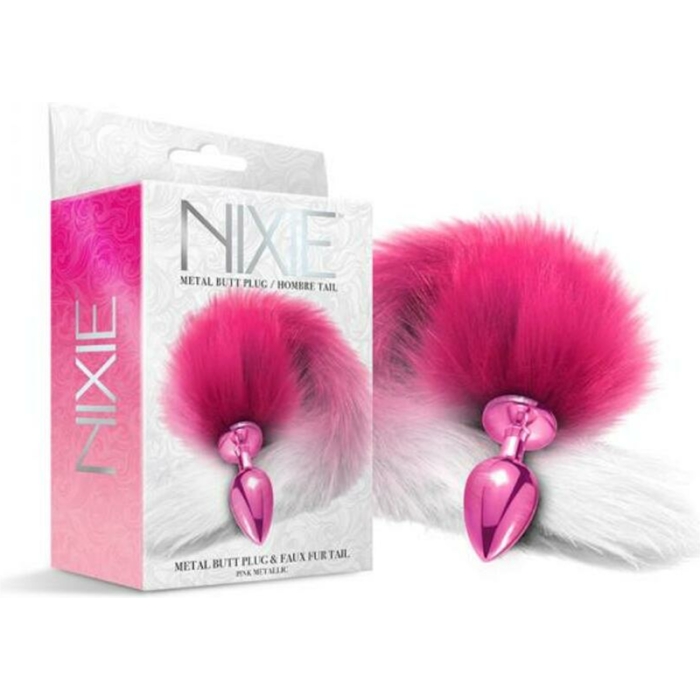 Nixie Metal Butt Plug With Ombre Tail Pink Metallic - Image 1