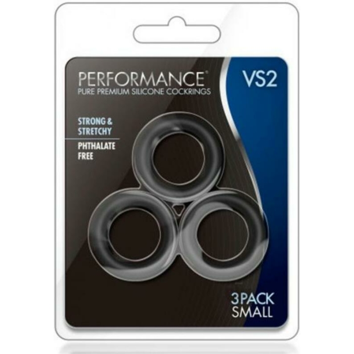 Performance VS2 Silicone Cock Rings Small Black - Image 3