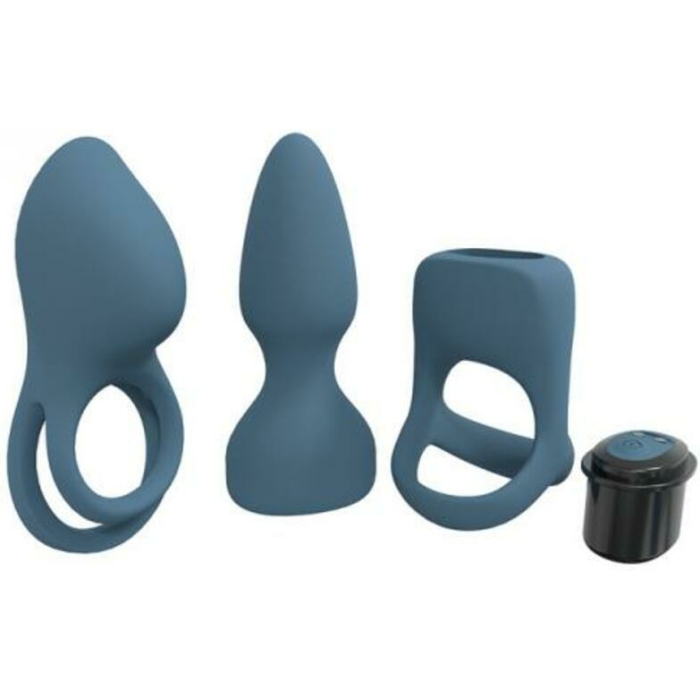 Loveline Pleasure Kit 10 Speed Silicone Rechargeable Waterproof Blue Grey - Image 1