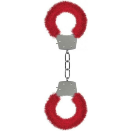 Ouch Furry Pleasure Handcuffs Red