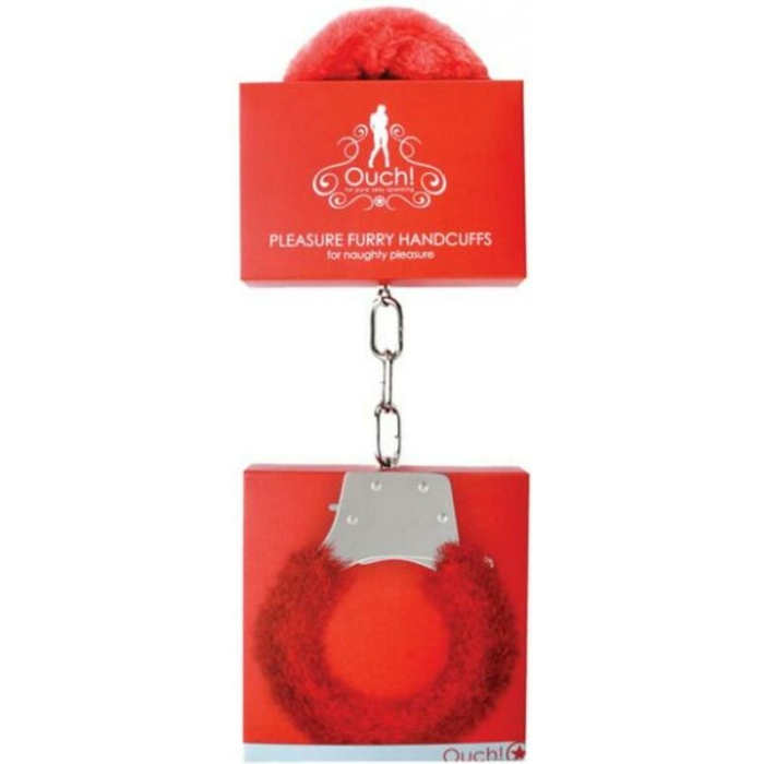 Ouch Furry Pleasure Handcuffs Red - Image 2
