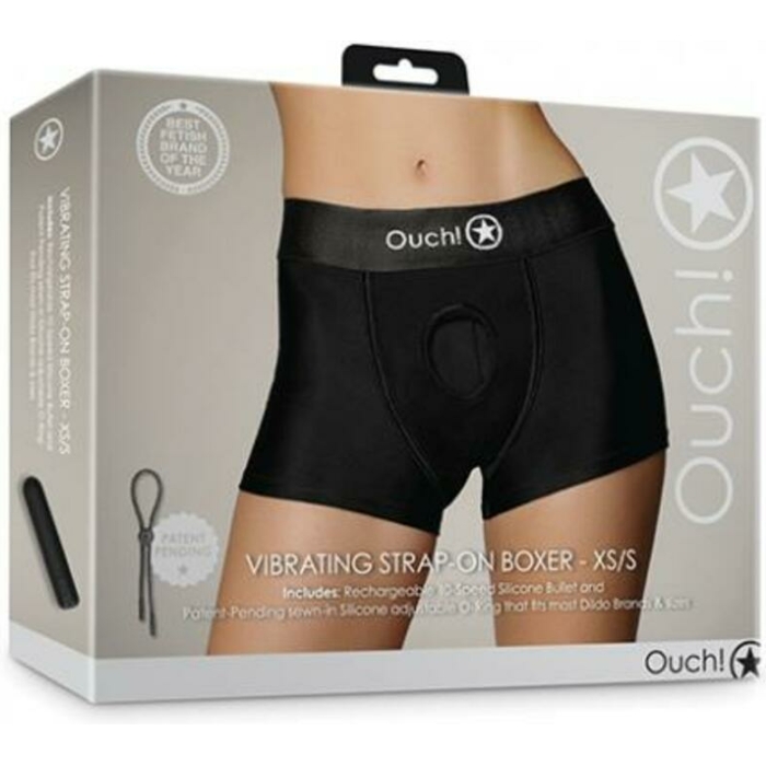 Shots Ouch Vibrating Strap On Boxer - Black Xs/s - Image 1