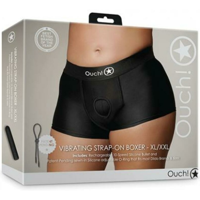 Shots Ouch Vibrating Strap On Boxer - Black Xl/xxl - Image 1