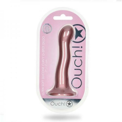 Shots Ouch! Ultra Soft Silicone 7 In. Curvy G-spot Dildo Rose Gold