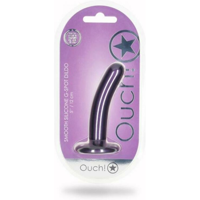Shots Ouch! Smooth Silicone 5 In. G-spot Dildo Metallic Purple - Image 1
