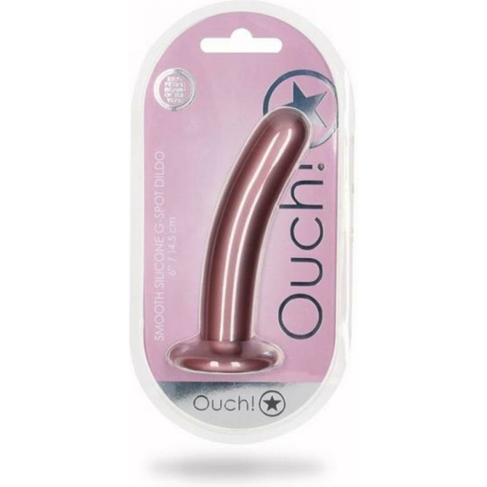 Shots Ouch! Smooth Silicone 6 In. G-spot Dildo Rose Gold - Image 1