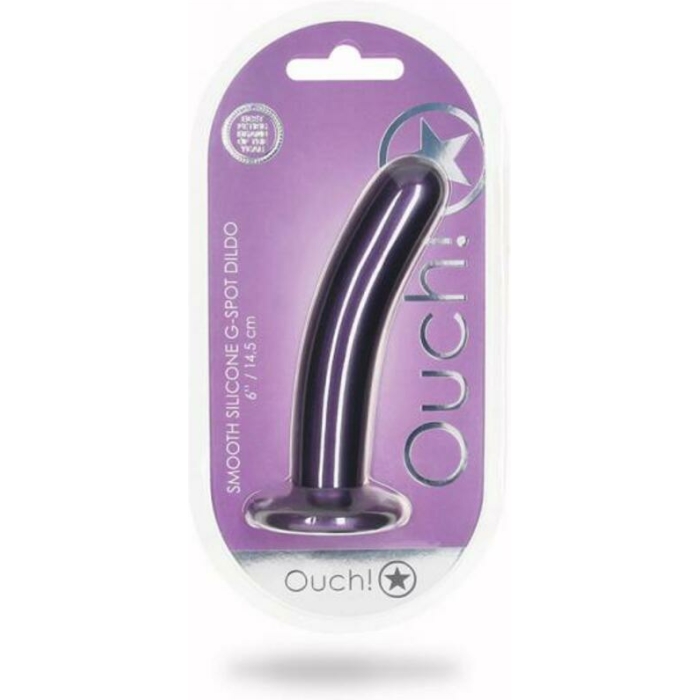 Shots Ouch! Smooth Silicone 6 In. G-spot Dildo Metallic Purple - Image 1