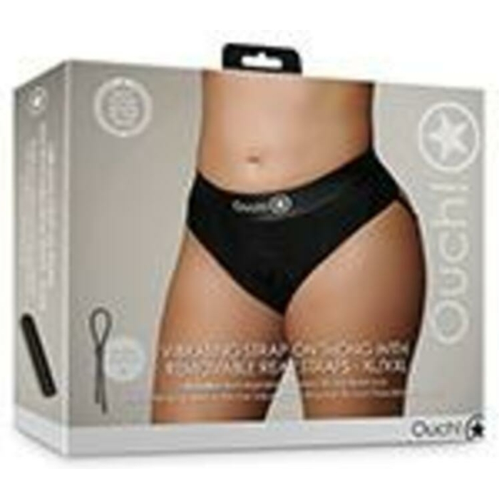 Shots Ouch Vibrating Strap On Thong W/removable Rear Straps - Black Xl/xxl - Image 1