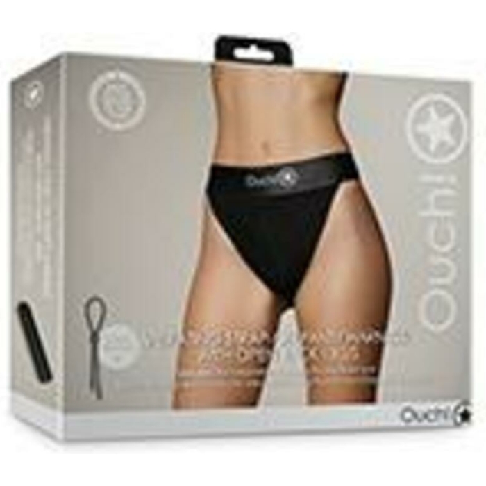 Shots Ouch Vibrating Strap On Panty Harness W/open Back - Black Xs/s - Image 1