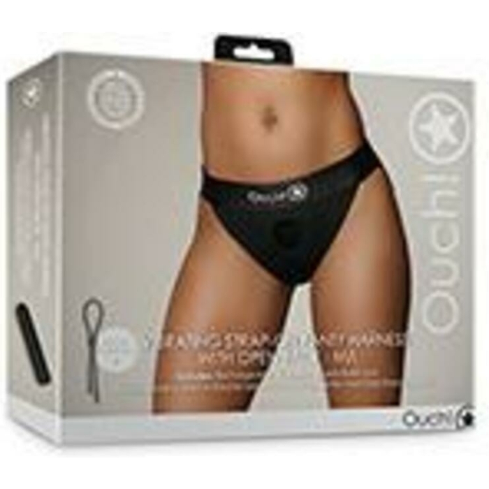 Shots Ouch Vibrating Strap On Panty Harness W/open Back - Black M/l - Image 1