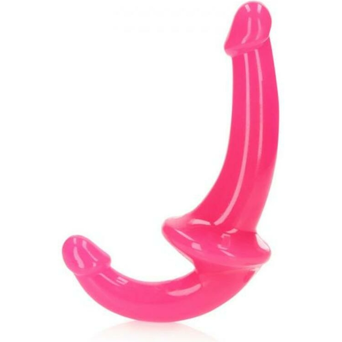 Realrock Glow In The Dark 6 In. Strapless Strap-on Dildo Neon Pink - Image 1