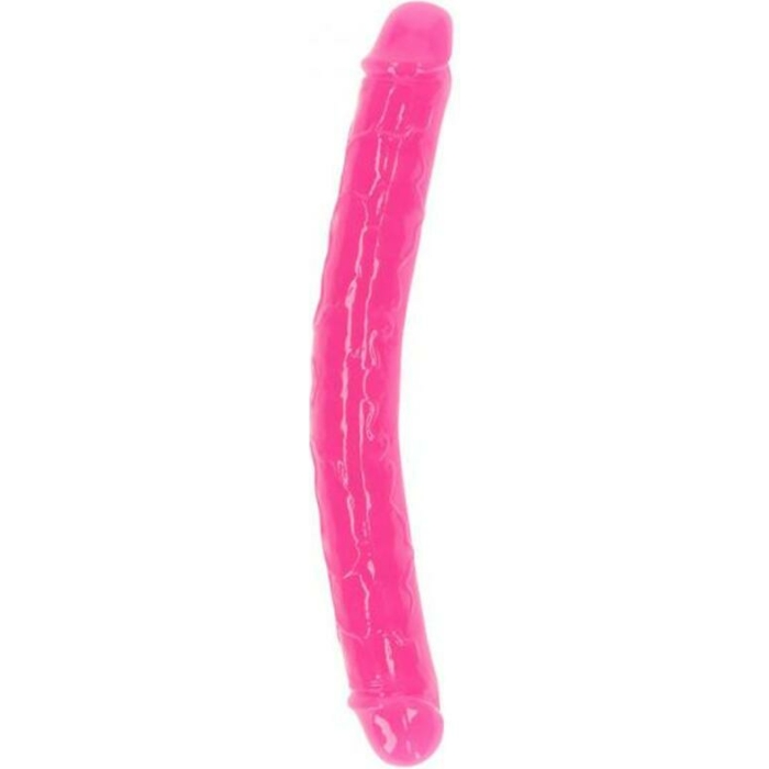 Realrock Glow In The Dark Double Dong 12 In. Dual-ended Dildo Neon Pink - Image 1