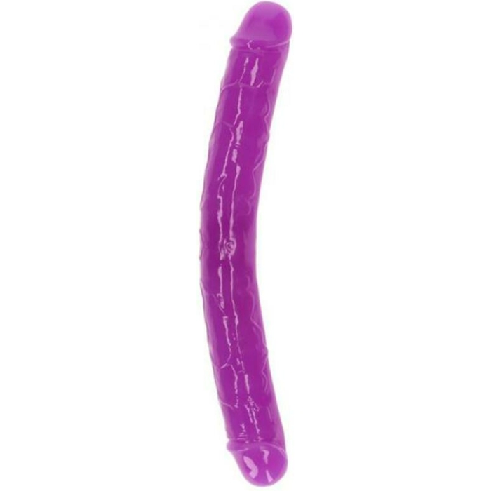 Realrock Glow In The Dark Double Dong 12 In. Dual-ended Dildo Neon Purple - Image 1