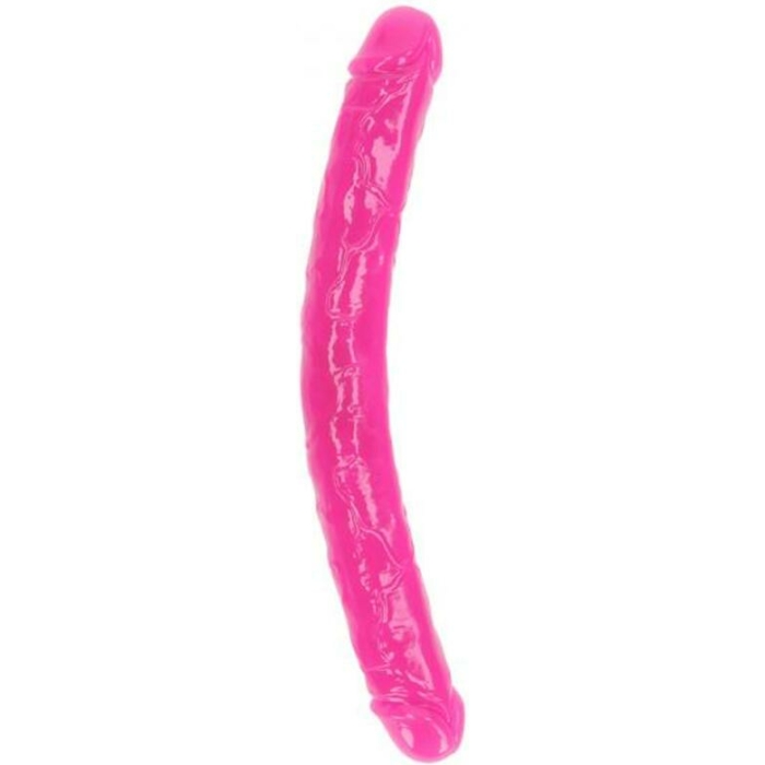 Realrock Glow In The Dark Double Dong 15 In. Dual-ended Dildo Neon Pink - Image 1