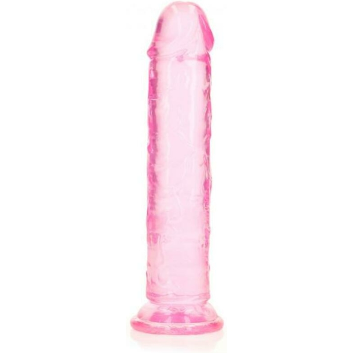 Realrock Crystal Clear Straight 7 In. Dildo Without Balls Pink - Image 1