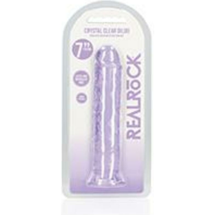 Shots Realrock Crystal Clear 7" Straight Dildo W/suction Cup - Purple - Image 1
