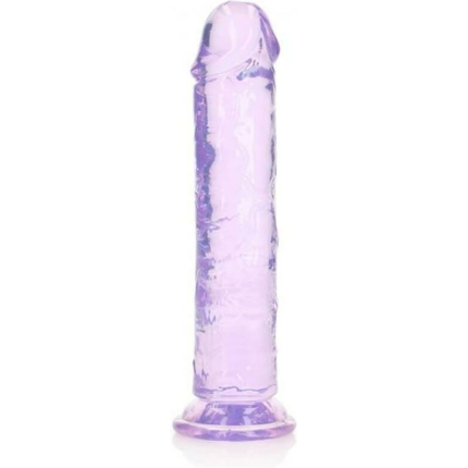 Realrock Crystal Clear Straight 8 In. Dildo Without Balls Purple