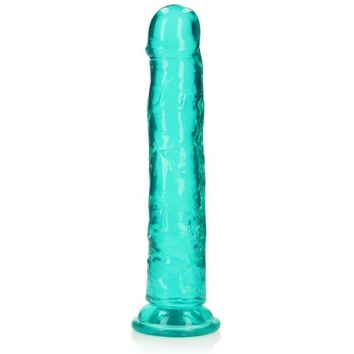 Realrock Crystal Clear Straight 10 In. Dildo Without Balls Turquoise - Image 1