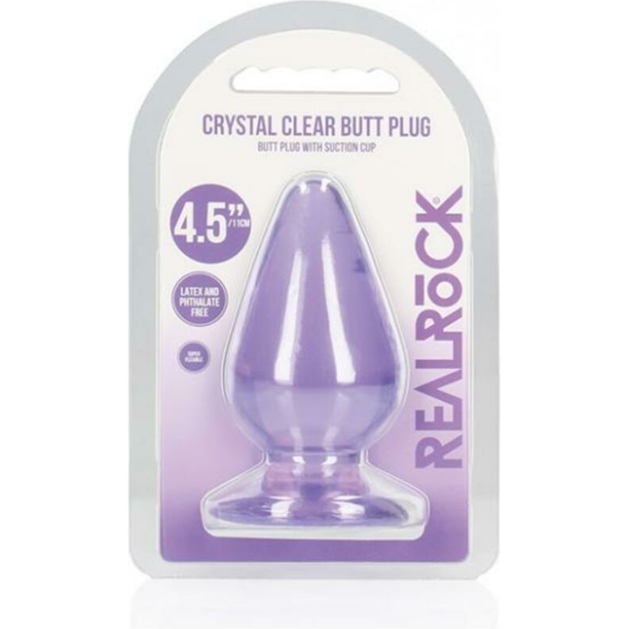Shots Realrock Crystal Clear 4.5" Anal Plug - Purple - Image 1