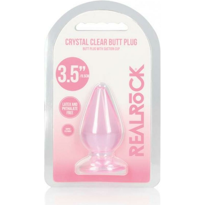 Shots Realrock Crystal Clear 3.5" Anal Plug - Pink - Image 1