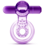 Lick It Vibrating Double Strap Cock Ring Purple