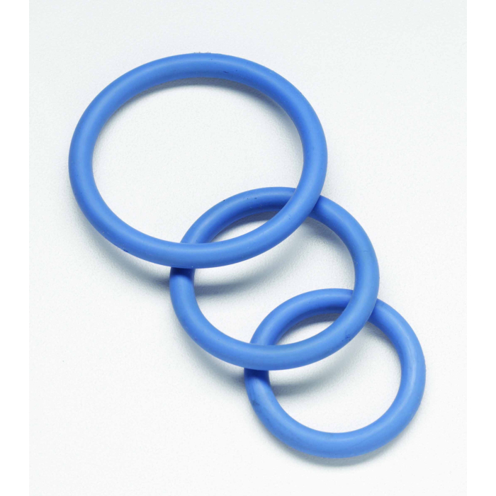 Spartacus Nitrile Cock Ring Set - Blue Pack of 3 - Image 1