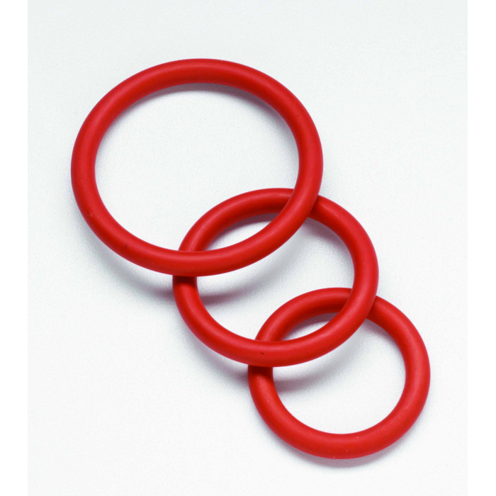 Spartacus Nitrile Cock  Ring Set - Red Pack of 3 - Image 1