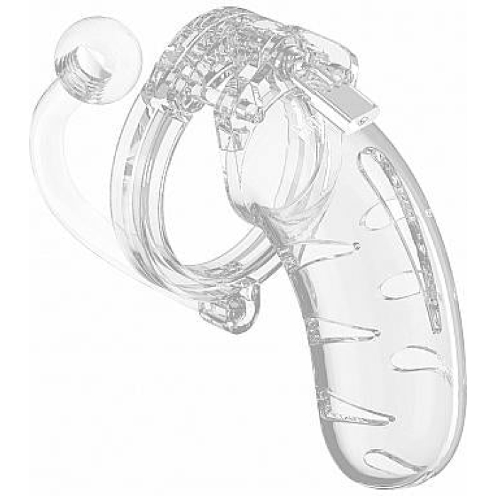 Mancage Chastity Cock Cage With Butt Plug #11 Clear Medium - Image 1
