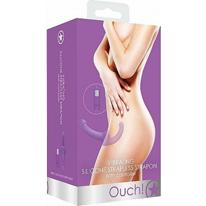 Ouch Vibrating Silicone Strapless Strap On Purple - Image 3