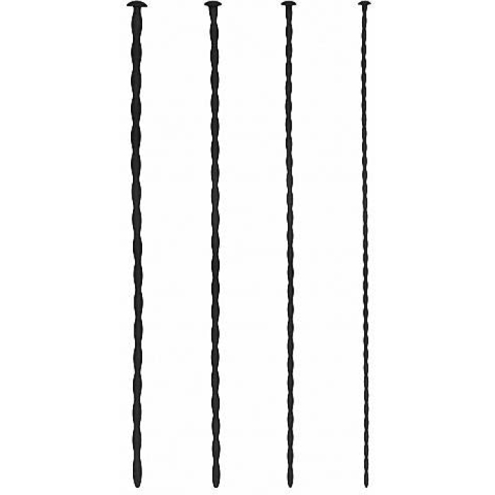 Shots Ouch Beginner Urethral Sounding Silicone Spiral Screw Plug Set - Black - Image 1