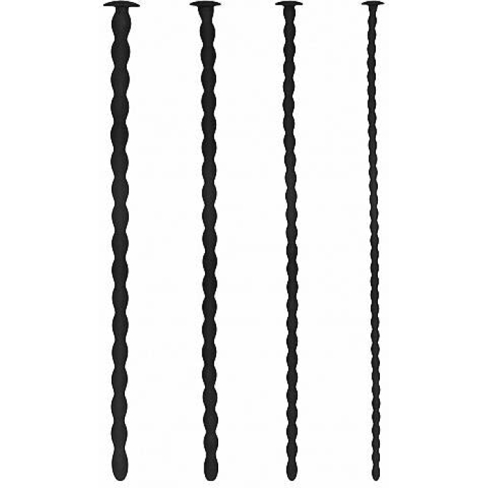 Shots Ouch Advanced Urethral Sounding Silicone Spiral Plug Set - Black - Image 1