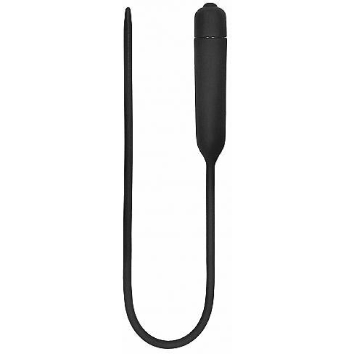 Vibrating Bullet Plug Extra Long Urethral Sound Black - Image 1