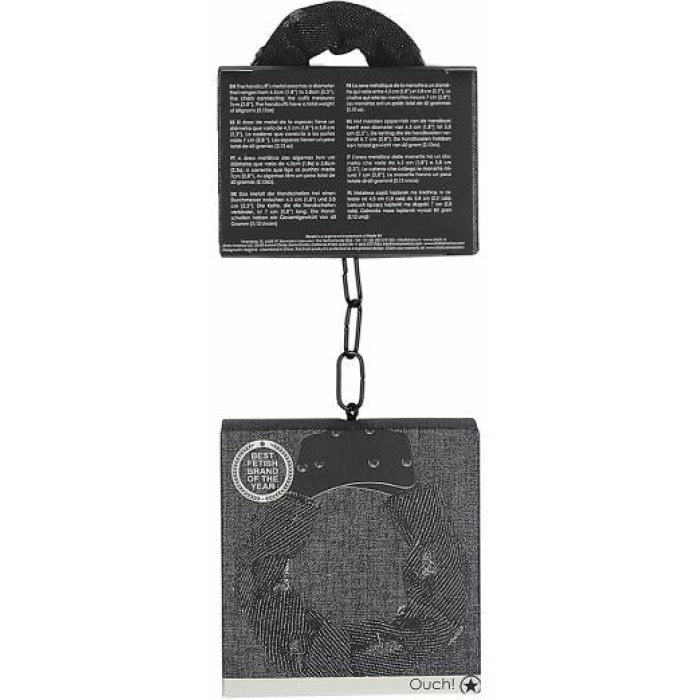 Denim Metal Handcuffs - Roughend Denim Style - Black - Image 3