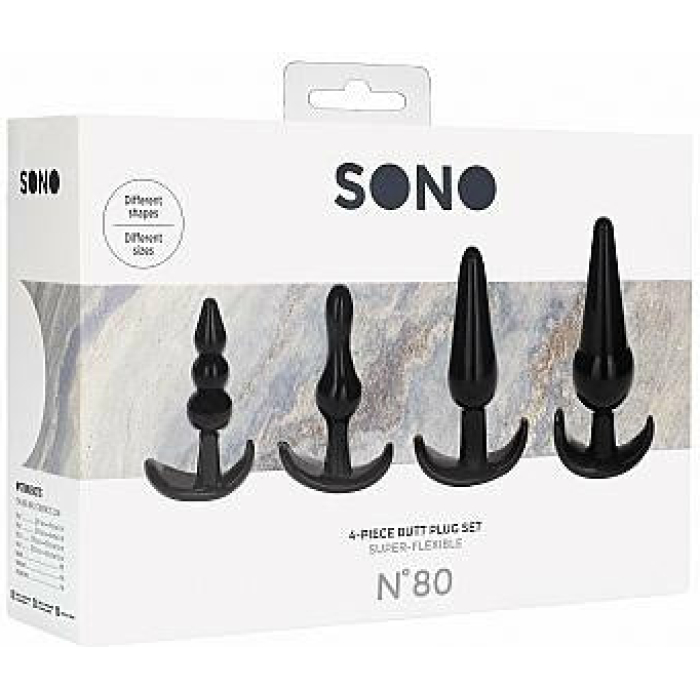 No. 80 - 4-piece Butt Plug Set - Black - Image 2